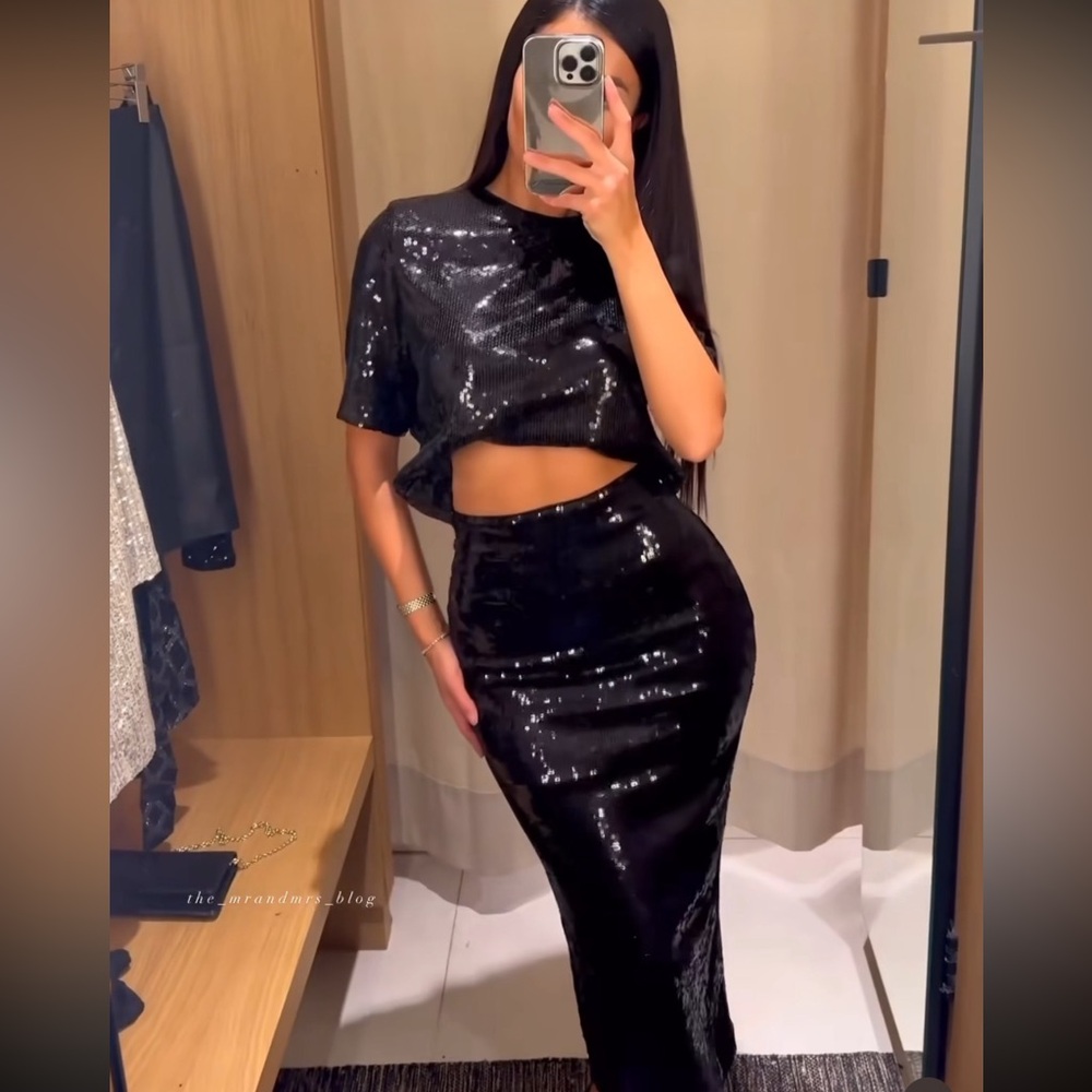 Black Sequin Skirt